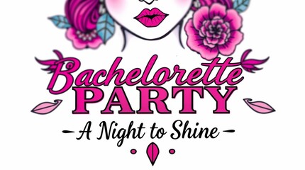 Invitation, invitation to a hen party. Bachelorette party floral design in pink theme.