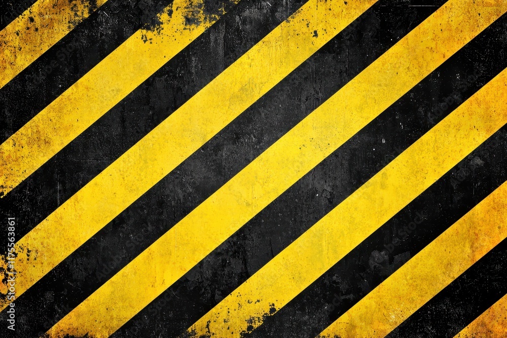 Poster warning. grunge striped pattern with black and yellow diagonal lines for caution or warning themes.