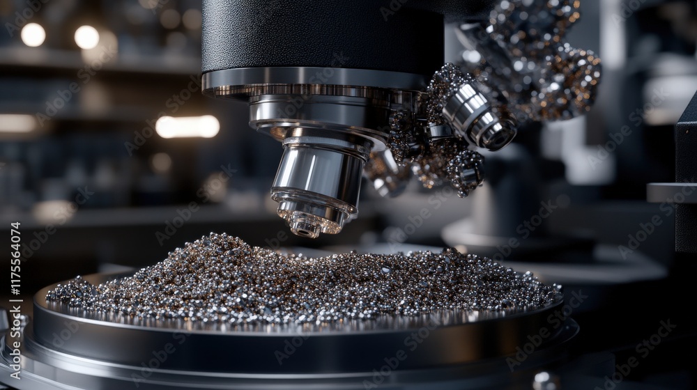 Aufkleber detailed close-up of a microscope examining metallic beads on a reflective plate in a laboratory env