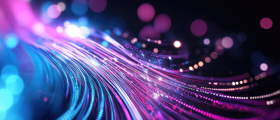 Obraz premium Vibrant abstract light trails in pink and blue hues create dynamic scene