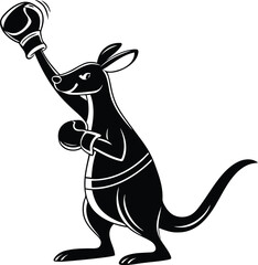 Cartoon illustration of a kangaroo wearing boxing gloves vector, cartoon illustration of a kangaroo wearing boxing gloves silhouette, cartoon illustration of a kangaroo wearing boxing gloves line art 