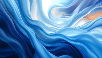 Obraz premium Abstract Blue Silk Swirls: A Digital Art Masterpiece