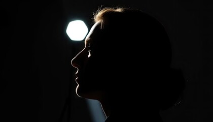 Silhouette woman profile studio shot