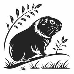 Guinea Pig vector silhouette black design white background
