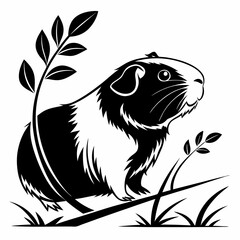 Guinea Pig vector silhouette black design white background