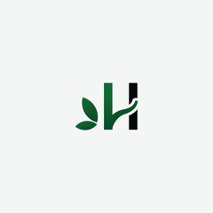 Letter H leaf logo icon design, leaf and h letter graphic concept for herbal logo, agriculture logo, beauty nature logo template
