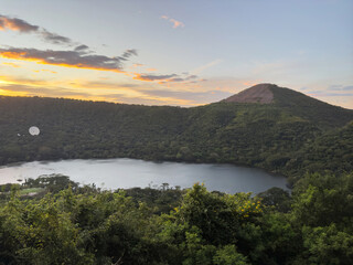 Lake in volcano crater
