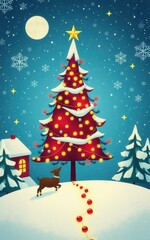 Christmas scenery illustration.