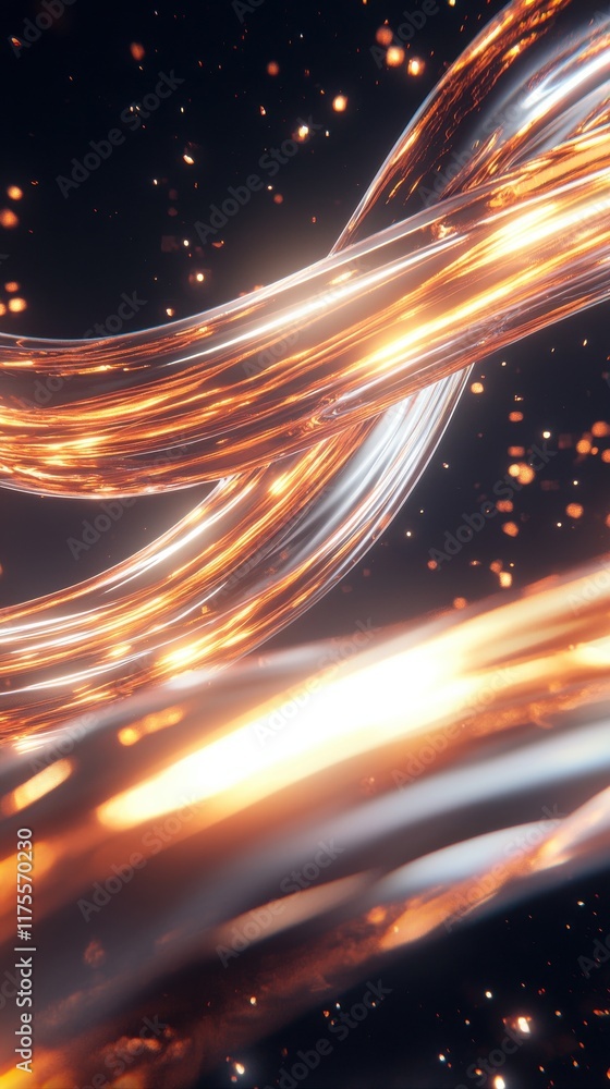 Poster Dynamic networking flow abstract environment digital art dark space hyperrealistic style conceptual visualization