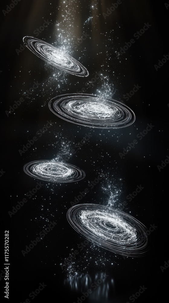 Poster galactic patterns and shapes cosmic space digital artwork dark background abstract view universe con