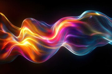 Radiant Multicolored Light Wave on Black Background