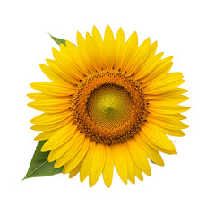Fototapeta premium Isolated Sunflower and Leaf on White Background: Perfect for Design Projects and Marketing Campaigns. PNG