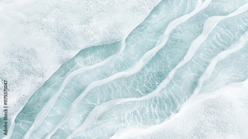 Poster abstract aerial view of ice patterns, showing flowing lines and textures.