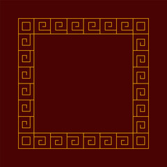 Chinese Lunar New Year square frame. Decorative element for holiday banners, posters. Simple geometric design. Gold color.