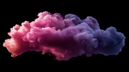 Fototapeta premium AI-rendered pastel fluffy pink and magenta ink cloud floating on black
