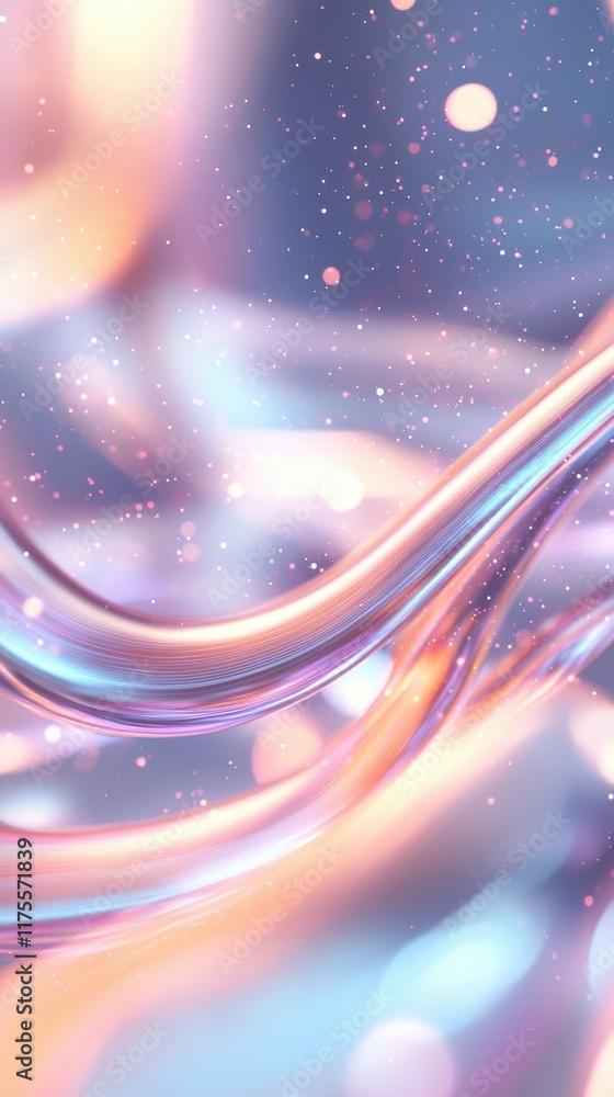 Poster glowing particle trails in a neoncolored galaxy abstract art digital background luminous environment