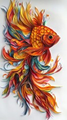 Obraz premium Ornate goldfish design in hyperrealistic style vibrant colors artistic display contemporary environment close-up view
