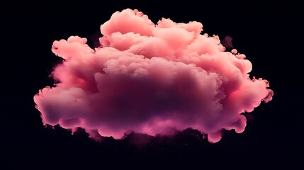 AI-generated magenta pastel fluffy smoke cloud in dark backdrop