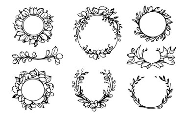 set of laurel wreaths monograms vector illustrations