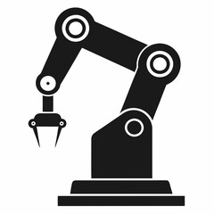 Industrial Robot Arm Silhouette Vector