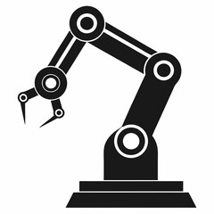 Industrial Robot Arm Silhouette Vector