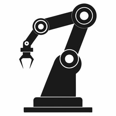 Industrial Robot Arm Silhouette Vector