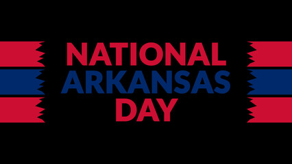 National Arkansas Day text with side lines on a black background. Which is observed every year in January to celebrate National Arkansas Day.
