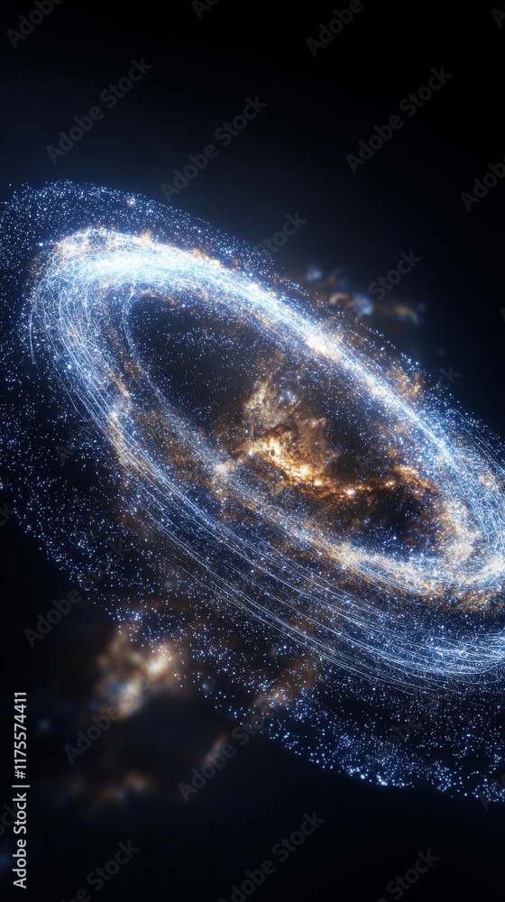 Poster galactic swirls and outlined shapes cosmic space digital art dark background celestial view abstract