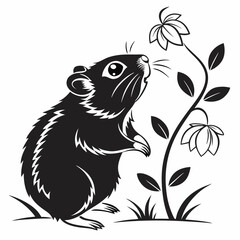 Hamster vector silhouette black design white background