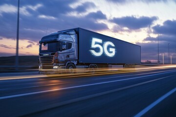 5G-powered logistics communication, a futuristic logistics network leveraging 5G for ultra-fast and seamless global connectivity
