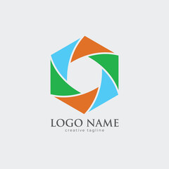 Obraz premium Color Camera shutter logo design concept