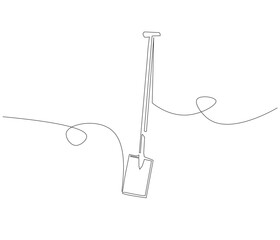 One continuous line drawing of shovel. Single line of shovel vector illustration