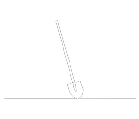 One continuous line drawing of shovel. Single line of shovel vector illustration