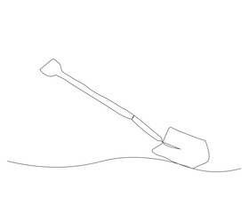 One continuous line drawing of shovel. Single line of shovel vector illustration