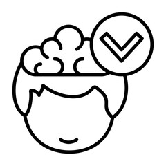 Chevron Down Human Mind Outline Style Icon