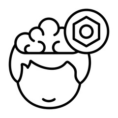Setting Human Mind Outline Style Icon