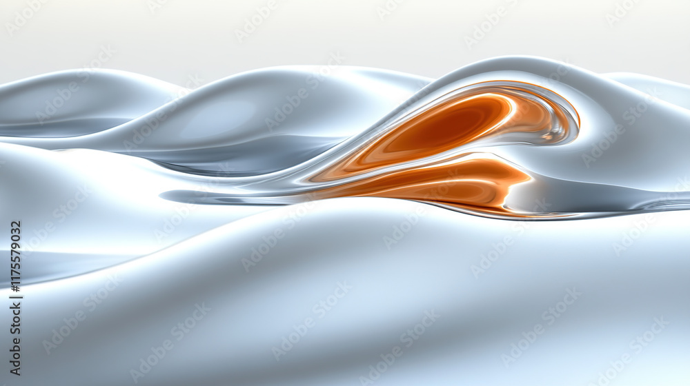 Aufkleber a digital rendering showcases a series of smooth, undulating forms in light blue and a bold central 