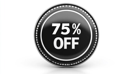 Fototapeta premium 75% off sale discount black badge icon.