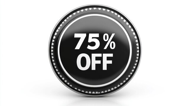 75% off sale discount black badge icon.