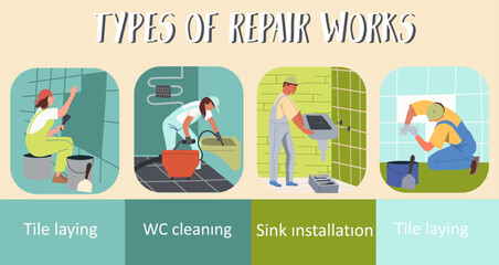 Renovation work hand drawn infographic illustration with icons , hand drawn vector art.