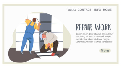 Renovation work, renovation, landing page, web design, website, website, background, vector, vector, design, illustration, hand drawn vector.