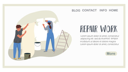 Renovation work, renovation, landing page, web design, website, website, background, vector, vector, design, illustration, hand drawn vector.