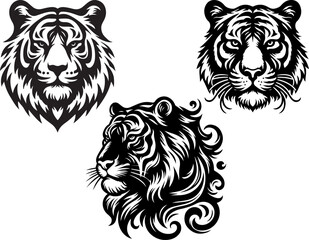 Tigers face silhouette illustration with a white back