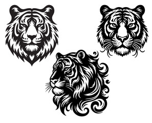 Tiger-face-silhouette-illustration-with-a-white-back