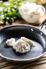 Pork lard in a non-stick cast iron pan