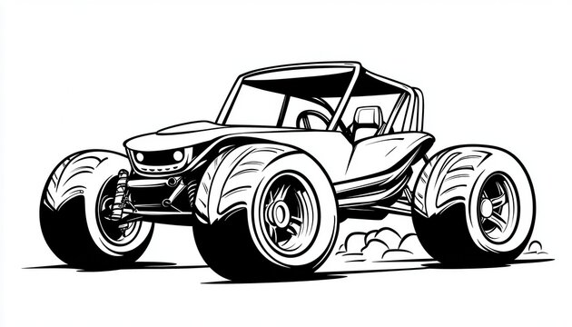 A bold black and white dune buggy design. Perfect for off-road enthusiasts and motorsport branding. Apply to apparel, stickers, or vehicle graphics.