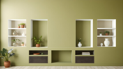 Modern Olive Green Living Room Wall Unit 