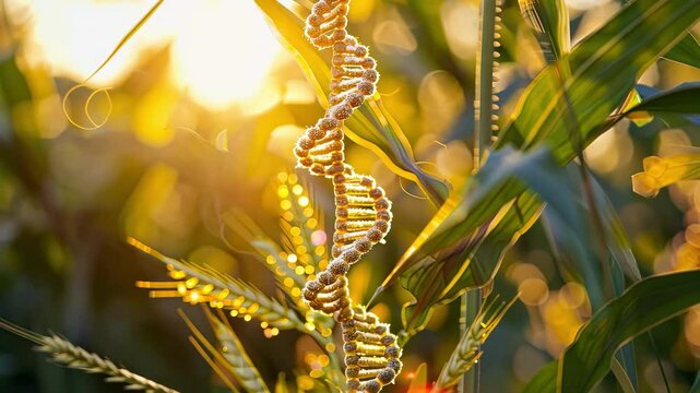 close-up of DNA helix of wheat. Selective focus