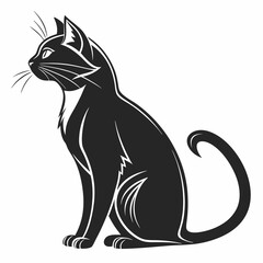 Cat vector silhouette black design white background