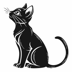 Cat vector silhouette black design white background